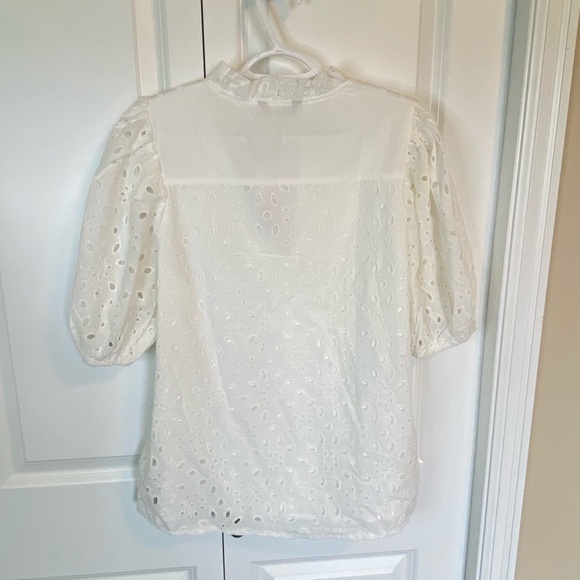 NWT PrettyGarden white eyelet short sleeve top - Picture 5 of 16